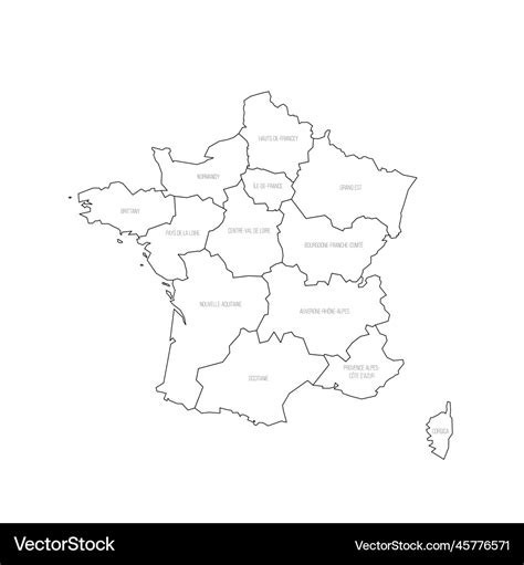 France Political Map Of Administrative Divisions Vector Image