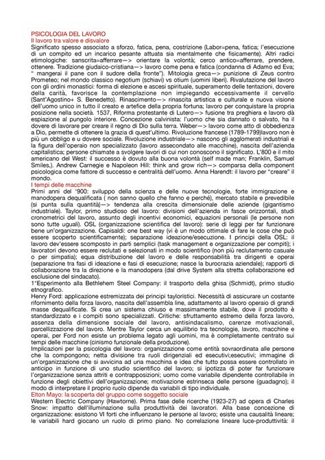 Psicologia Del Lavoro Riassunto Manuale Slides PSICOLOGIA DEL LAVORO