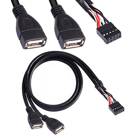 Meiriyfa Usb 20 9pin 10pin To Dual Usb Header Splitter Cabledupont Idc 10pin Motherboard