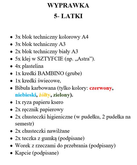 WYPRAWKA DLA 5 LATKÓW Oruńska Akademia Przedszkolaka