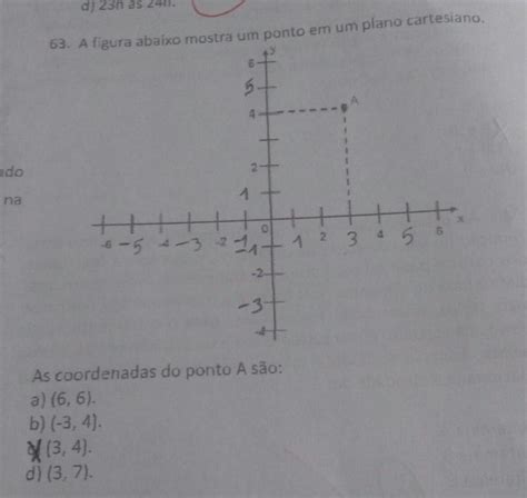63 A Figura Abaixo Mostra Um Ponto Em Um Plano Cartesiano As
