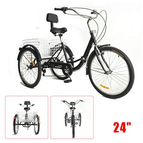 24 In Folding Adult Tricycle 3 Wheel Bike 7 Speed Trike Bike Bicycle