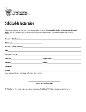 Fillable Online Solicitud De Facturaci N Fax Email Print Pdffiller