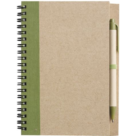 Printed Wire Bound Notebook With Ballpen Light Green Notebooks