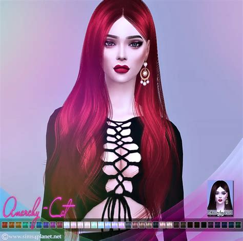 Sims 4 Hairs ~ Anarchy Cat S Club`s Anna N10 Hair Retextured