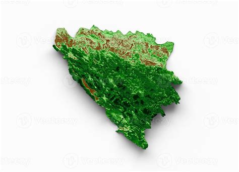 Bosnia And Herzegovina Topographic Map 3d Realistic Map Color 3d