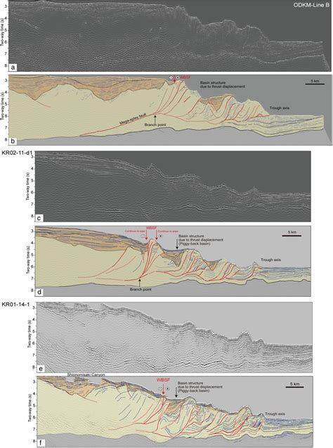 Three Seismic Profiles Showing The Wbsf And Their Interpretations