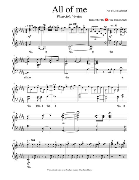 Jon Schmidt All Of Me ｜鋼琴居然可以這樣彈 連手肘都用上了 內有演奏影片 Sheet Music For Piano Solo