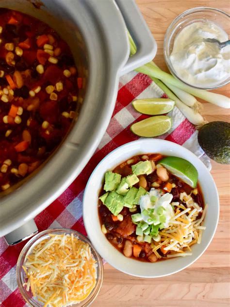 Three Bean Vegetarian Chili Slow Cooker Recipe This Delicious House