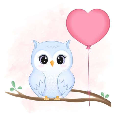 Premium Vector Cute Owl And Heart Valentines Day Concept