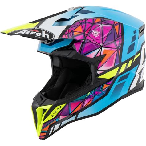 Capacete Airoh Wraap Diamond Preto Azul Roxo Grid Motors