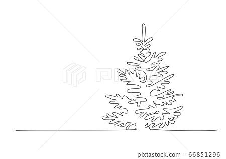 Pine Fir Trees In A Forest Continuous One Line Stock Illustration