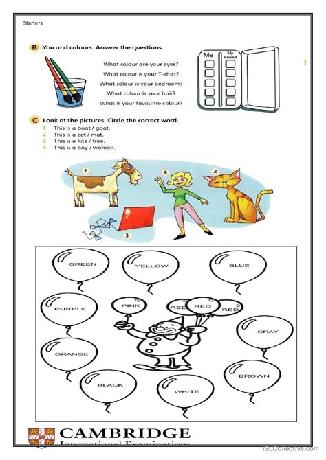 Colors Picture Description English ESL Worksheets Pdf Doc