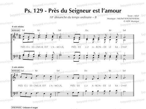 Chantons En Eglise Psaume Pr S Du Seigneur Est Lamour E Dim B