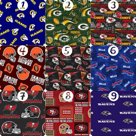 Nfl Team Fabrics By The Yardhalf Yard 100 Polyester Fabric Etsy