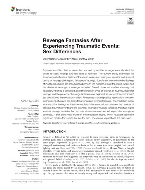 PDF Revenge Fantasies After Experiencing Traumatic Events Sex Differences