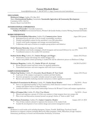 Carson Koser Resume Pdf