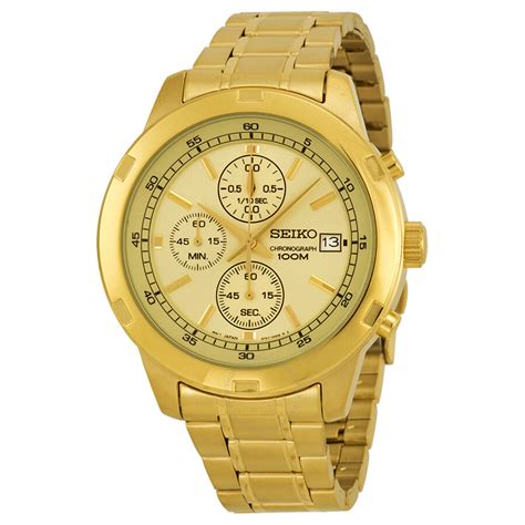 Seiko Chronograph Gold Dial Gold Tone Men S Watch Sks426 4954628182746 Watches Chronograph