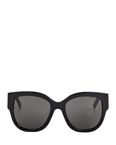 Saint Laurent Logo Oversized Square Sunglasses Black Editorialist