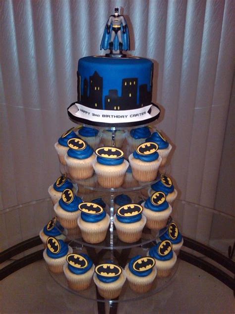 Batman Cupcake Tower Decorated Cake By Kimberly Cakesdecor