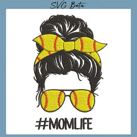 Momlife Softball Embroidery Design Mama Embroidery File Pes Hus