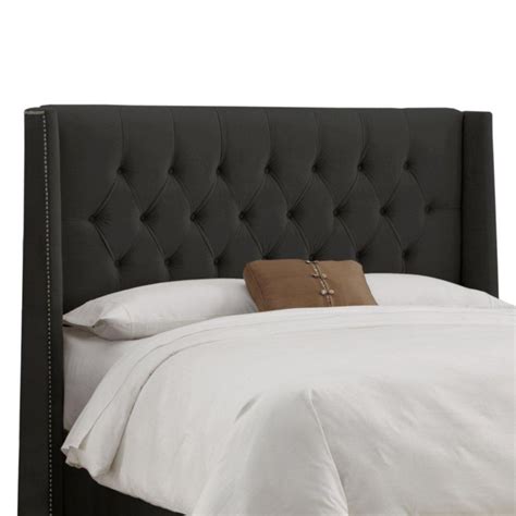 Skyline Furniture Upholstered Queen Headboard in Velvet Black | The ...