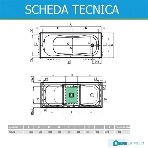 Vasca Da Bagno 70x170 Cm Con Telaio 2 Pannelli Modello Calypso Marca