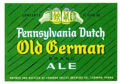 Old German Ale Beer Label, Lebanon, PA