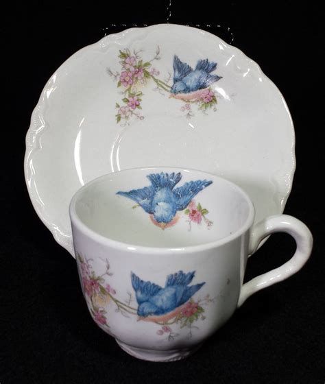 Homer Laughlin Bluebird China Demitasse Cup And Saucer Blue Bird