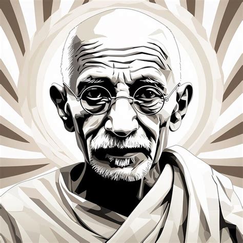 Ilustra O Do Lutador Pela Liberdade Indiano Mahatma Gandhi Desenhando