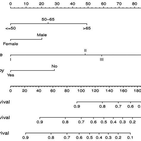 Nomogram For Predicting 1‐ 3‐ And 5‐year Survival Rate Of Ascc Patients Download Scientific