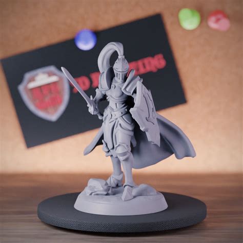 Knight Shield Fighter Miniature Dungeons and Dragons Mini RPG Tabletop ...