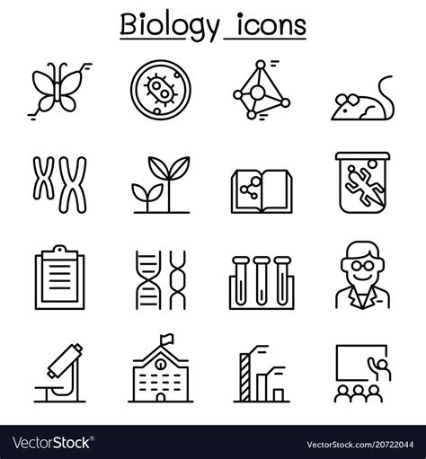 Biology Icon Set In Thin Line Style Royalty Free Vector