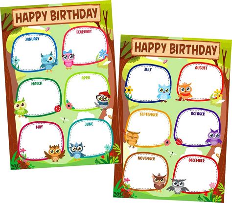 Amazon Facraft Pcs Birthday Chart Poster For Classroom Reusable