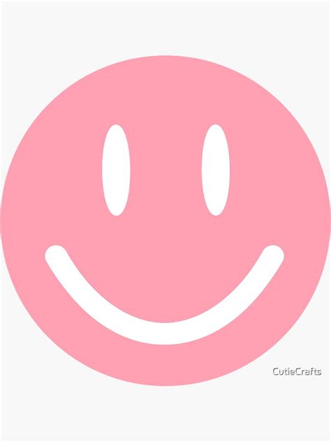 "Happy Smiley Face Unique Emoji in Deep Pink and White Color" Sticker ...