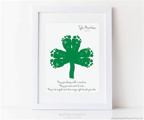 St Patricks Day Baby Footprint Shamrock Childrens Irish