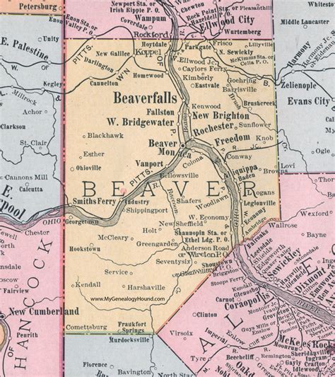 Beaver County, Pennsylvania 1911 Map by Rand McNally, Beaver Falls, PA