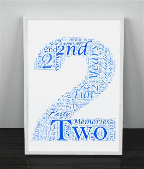 Personalised 2nd Anniversary T 2nd Birthday Number 2 Word Art