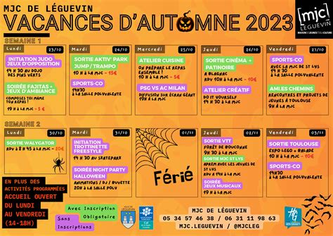 Programme Vacances Dautomne Mjc De Leguevin Maison Des Jeunes