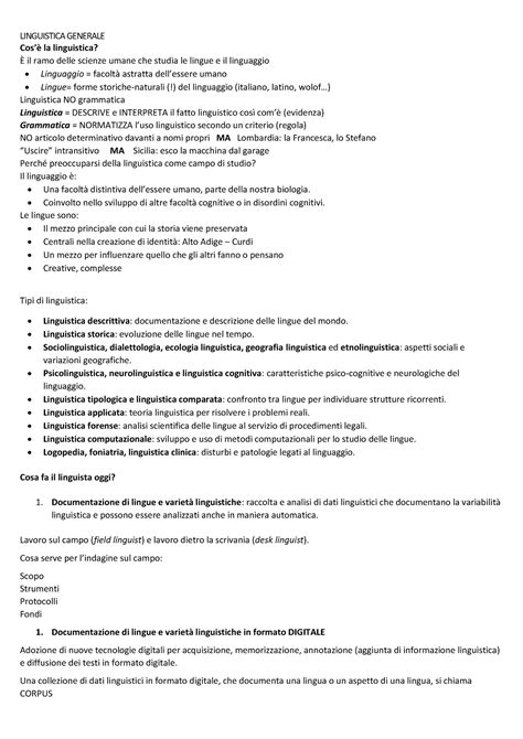 Linguistica Generale LINGUISTICA GENERALE Cosè la linguistica È il