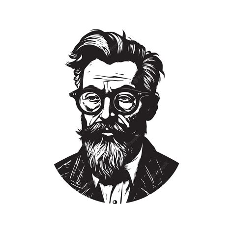 Premium Vector Bearded Man In Glasses Vintage Logo Concept Black And