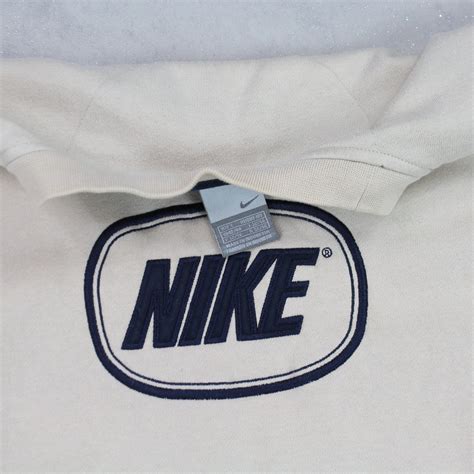 Super Rare Vintage 00s Nike Swoosh Sweatshirt Cream L Refined Retro