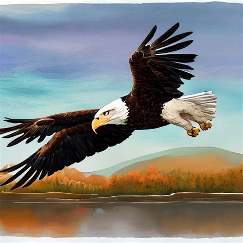 Bald Eagle Flying Over Lake Creative Fabrica