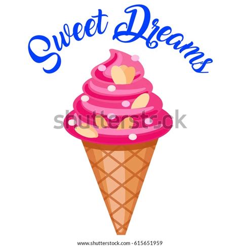 Vector Cartoon Illustration Strawberry Ice Cream Stock Vector Royalty