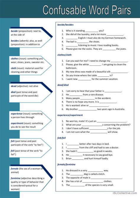 936 Pairs English Esl Worksheets Pdf And Doc