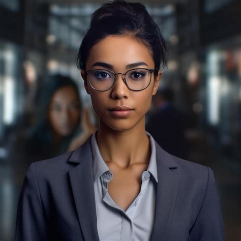 Premium Photo A Woman Wearing Glasses And A Suit With A Shirt That