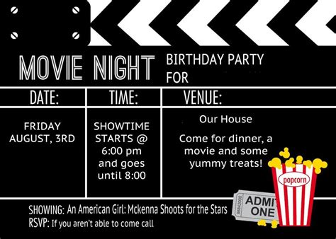 16 Glamorous Movie Ticket Birthday Invitation Template Design PNG ...