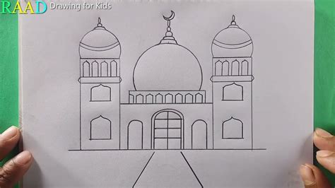 How To Draw A Mosque🧡 Very Easy Drawing Tutorial Youtube