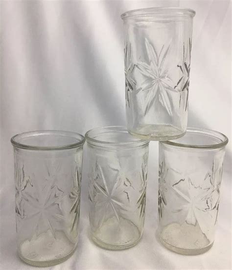 Vintage Anchor Hocking Star Jelly Jars Juice Glasses Small Starburst Mcm Atomic Ebay Jelly