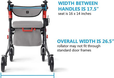 Medline Premium Empower Rollator Walker With Seat Comfort Handles And Thick Backrest Folding